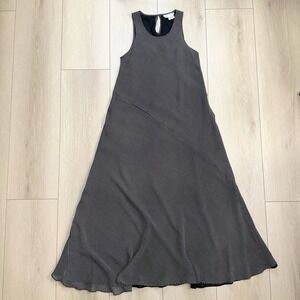 VTG Tracy M Silk Maxi‎ Dress Womens S Black White Geometric Sleeveless Y2K Boho